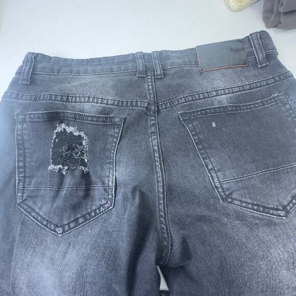 Men’s Moto skinny ripped inlaid embellished mid rise Majestik jeans distressed - Picture 10 of 15